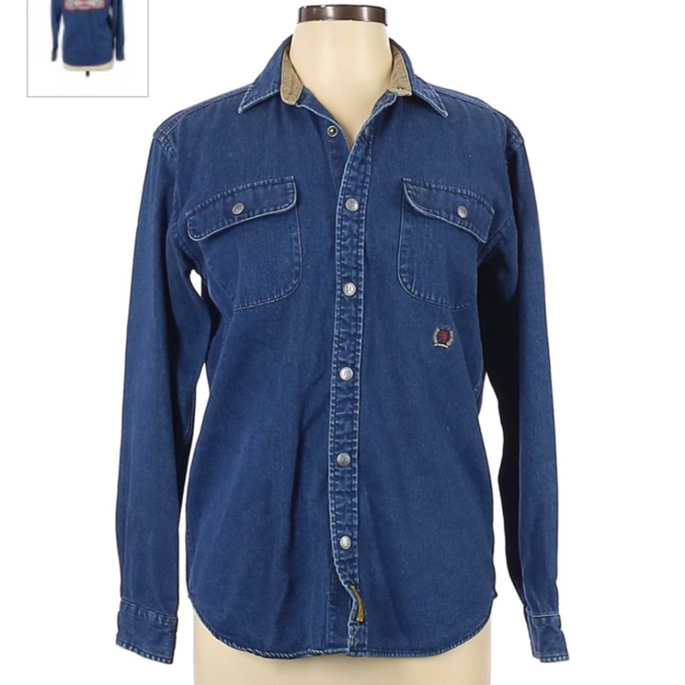 VINTAGE Tommy Hilfiger Jeans Denim Button-Down Shirt - Picture 2 of 3